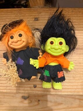 Set of 2 Halloween Vintage Troll Dolls-collectible